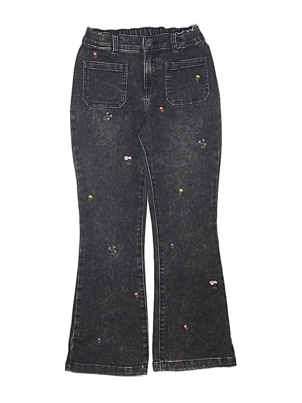 Girls 8 Black Embroidered Flare Jeans